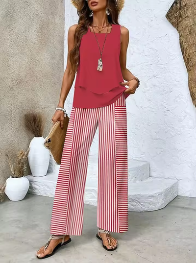 Set de două piese - top și pantaloni asortați 