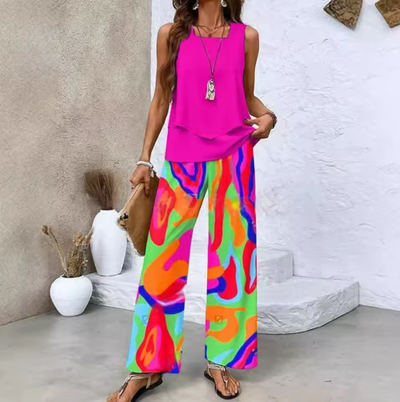Set de două piese - top și pantaloni asortați 