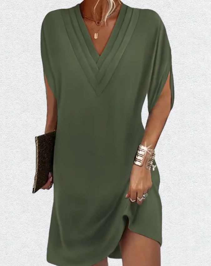 Rochie elegantă uni cu mâneci evazate 