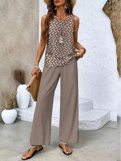 Set de două piese - top și pantaloni asortați 
