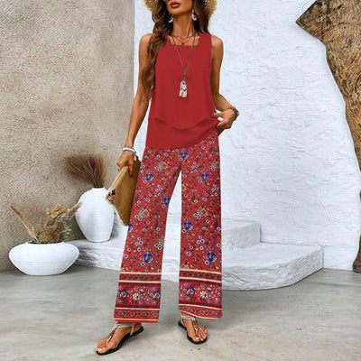Set de două piese - top și pantaloni asortați 