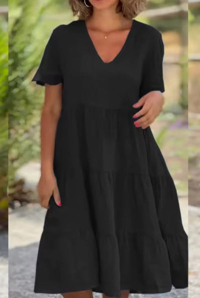Rochie casual din in și bumbac pentru femei