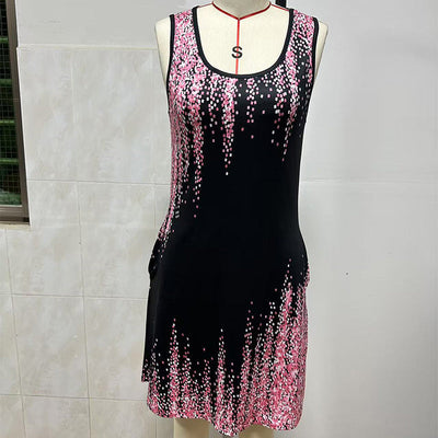 Rochie mini de vară, fără mâneci, cu imprimeu