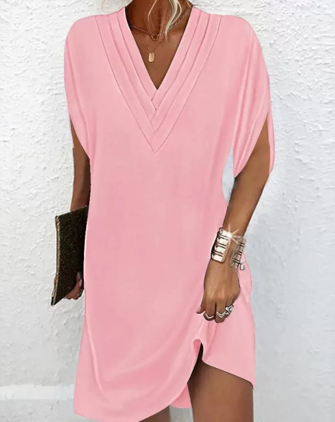 Rochie elegantă uni cu mâneci evazate 