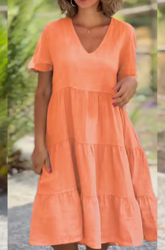 Rochie casual din in și bumbac pentru femei