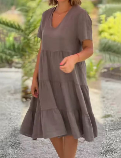 Rochie casual din in și bumbac pentru femei
