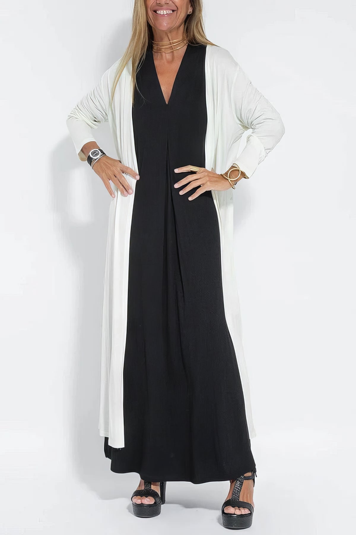 Rochie lungă elegantă + cardigan asortat OFERIT CADOU 