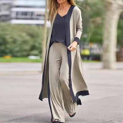 Ansamblu 3 piese pentru femeie: cardigan, top și pantalon large 