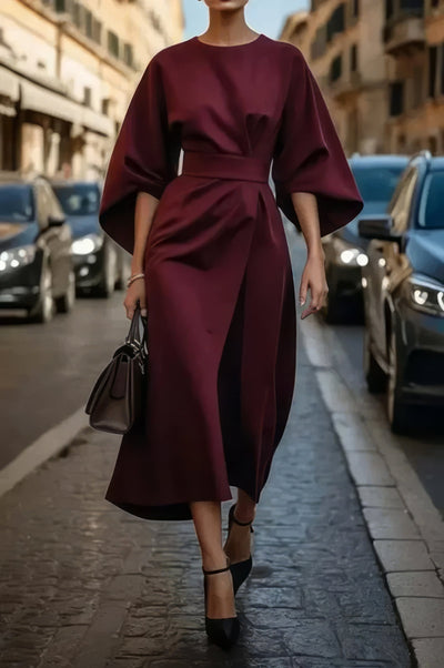 Margaret - Rochie elegantă cu mâneci tip lampion și curea