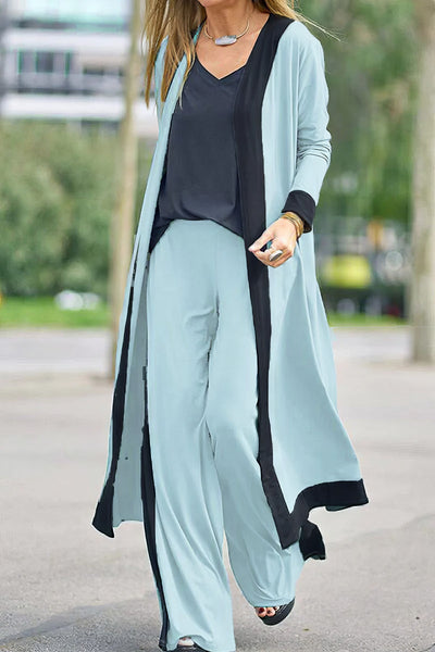 Ansamblu 3 piese pentru femeie: cardigan, top și pantalon large 