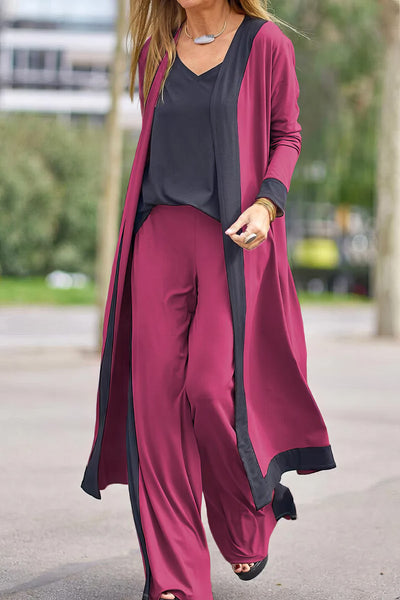 Ansamblu 3 piese pentru femeie: cardigan, top și pantalon large 